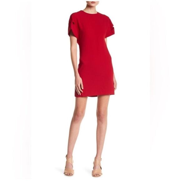 IRO Mini Dress Womens 38, US 6 Hilda Red Open Back Short Sleeve Elegant Draping - Picture 13 of 14